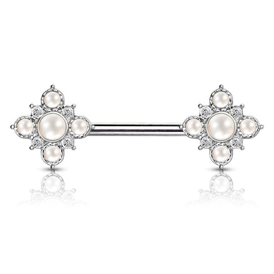 Mellpiercing gyöngy virágokkal