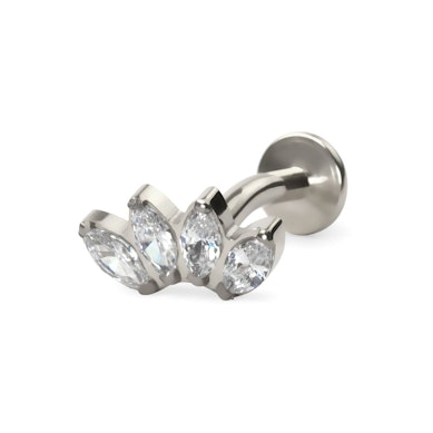 Titán köldökpiercing marquise kövekkel