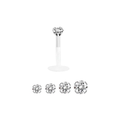 Labret 14 karátos arany foglalatos kővel, PTFE szárral