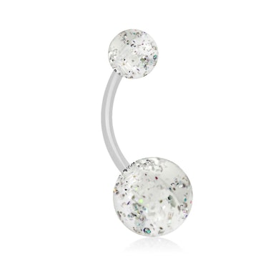 Köldök piercing csillogó golyókkal