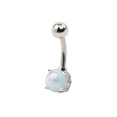 Köldök piercing orvosi acélból, opál kővel