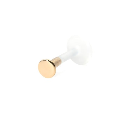 Labret 14K arany korong fejjel, bioplaszt szárral