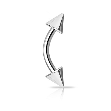 Hajlított piercing titániumból, tüske végekkel