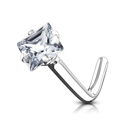 Orr piercing 14 karátos aranyból, szögletes kővel