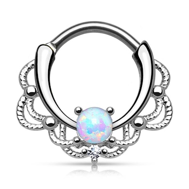 Septum piercing opál kővel, lánc dizájnnal
