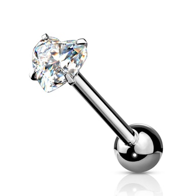 Nyelvpiercing szív alakú kristállyal