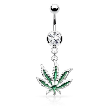 Köldök piercing cannabis medállal