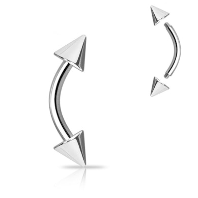 Hajlított piercing titániumból, tüske végekkel