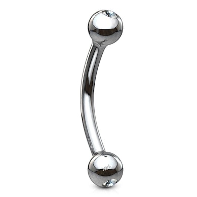 Banán piercing 14 karátos aranyból, kő dísszel