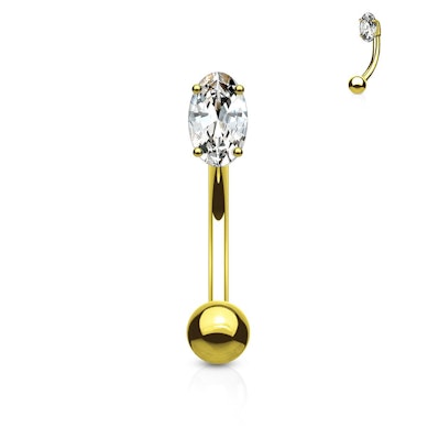Banán piercing 14 karátos aranyból, kővel