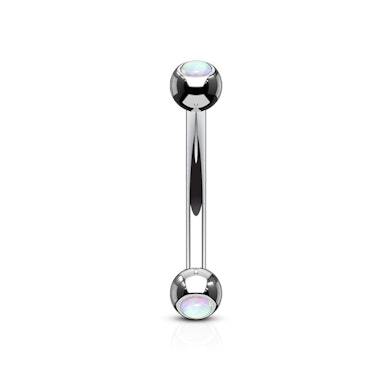 Banán piercing, opál köves golyókkal