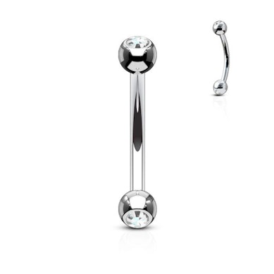 Banán piercing, titánból, csillogó kővel