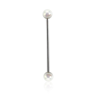 Industrial piercing metálfényű akril golyókkal-Fehér