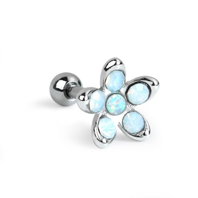 Fül piercing opálköves virággal