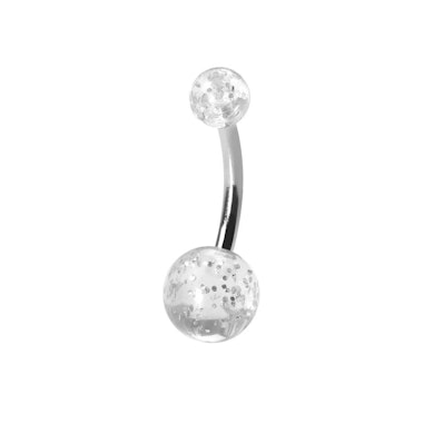 Köldök piercing titániumból, csillámos golyókkal