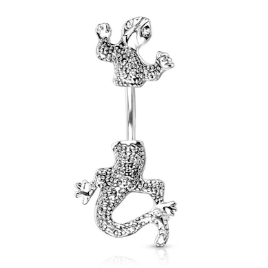Köldök piercing gyík díszítéssel