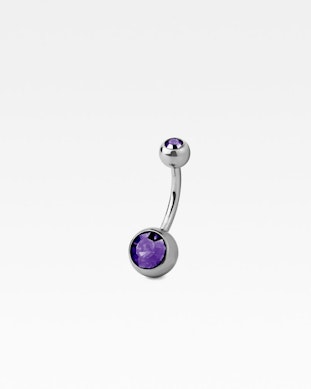 Köldök piercing titánból, kő dísszel.