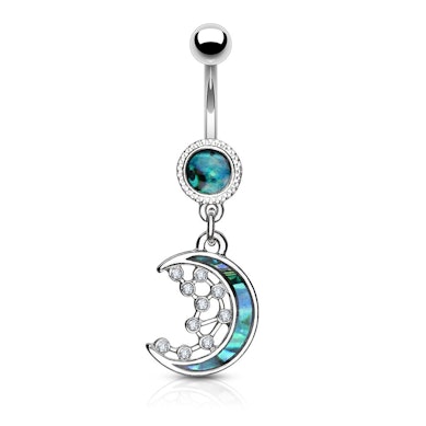 Köldök piercing köves hold medállal