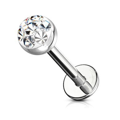 Labret kristály gyöngy dísszel