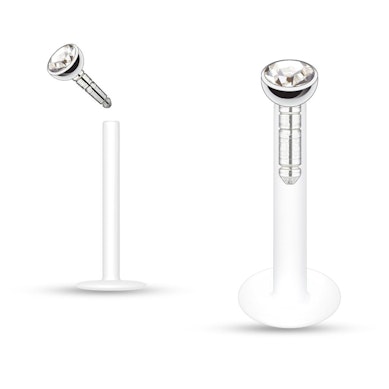 Labret, ptfe anyagból, színes kövekkel