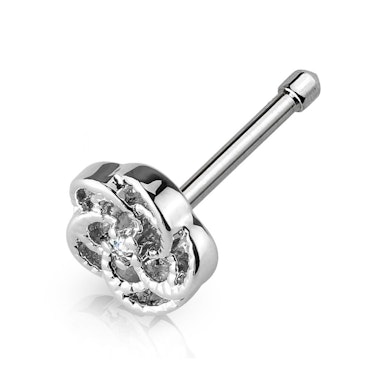 Orr piercing egyenes szárral, rózsával