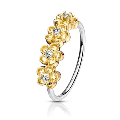 Piercing karika négy apró virág díszítéssel