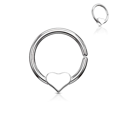Piercing karika, mozgatható szív dísszel