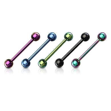 Nyelv piercing csomag,5 darab titánium bevonatú nyelv piercinggel