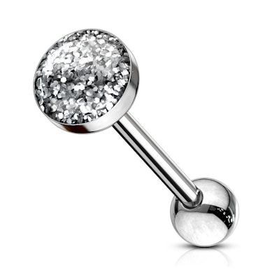 Nyelv piercing csillámos golyóval