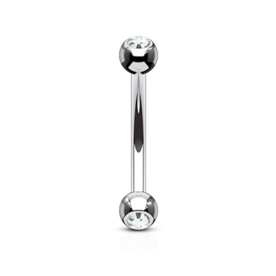 Banán piercing, titánból, csillogó kővel