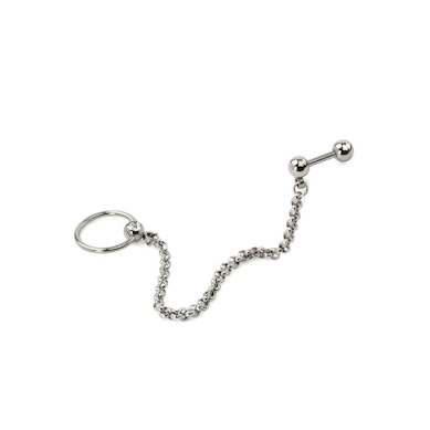 Helix és tragus piercing, lánccal összekötve-Ezüstszínű