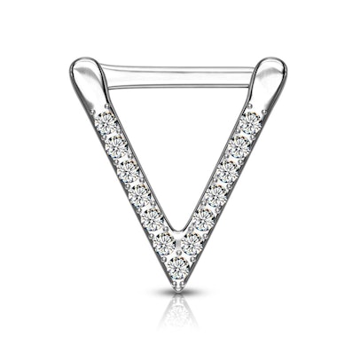 Septum piercing háromszög alakban, kőberakással