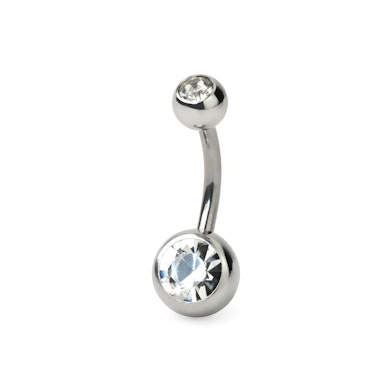 Köldök piercing titánból, kő dísszel