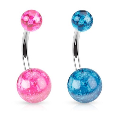 Köldök piercing márványozott golyókkal