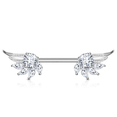 Mellbimbó piercing angyalszárnyakkal & marquise kövekkel