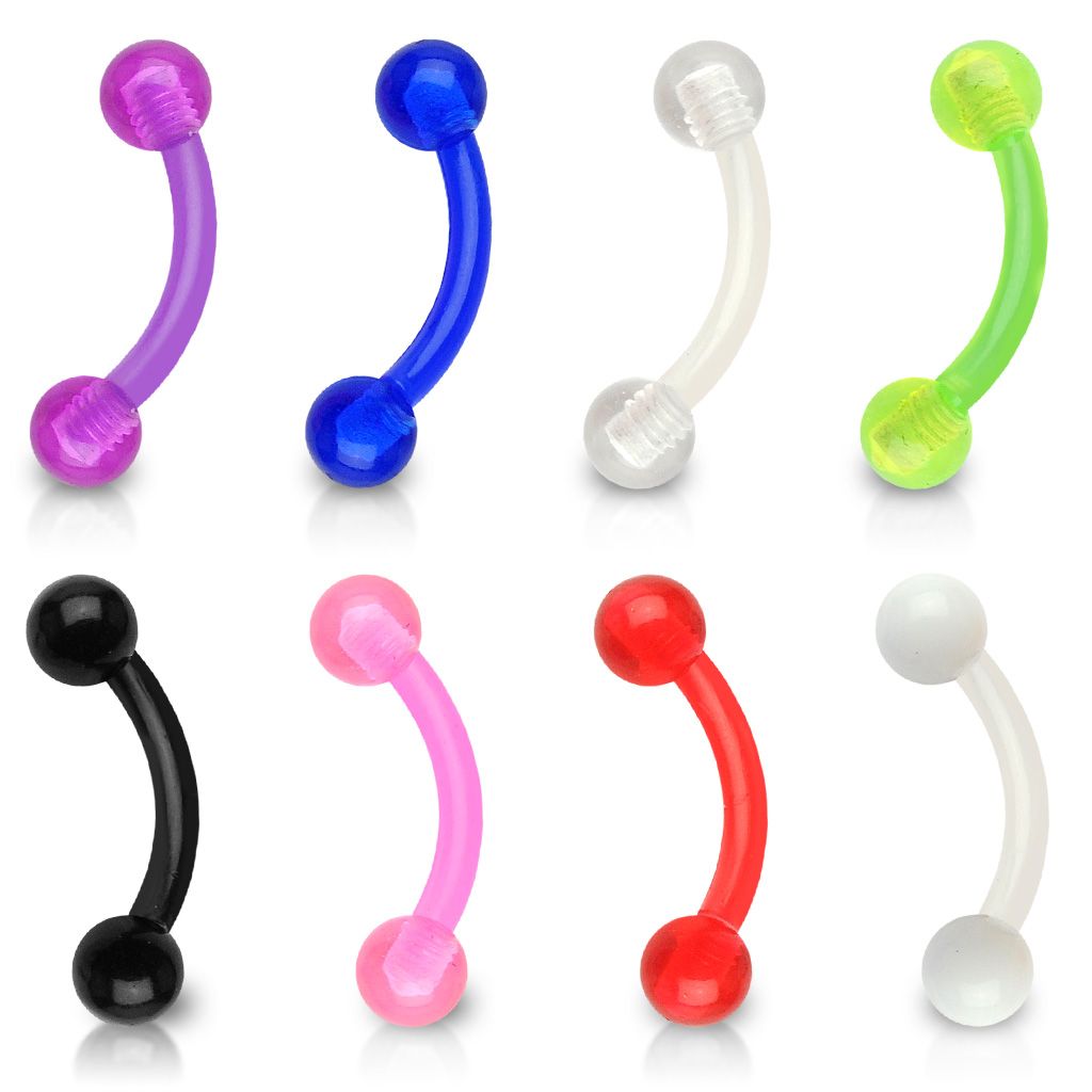 Hajlított szárú piercing színes PTFE-ből