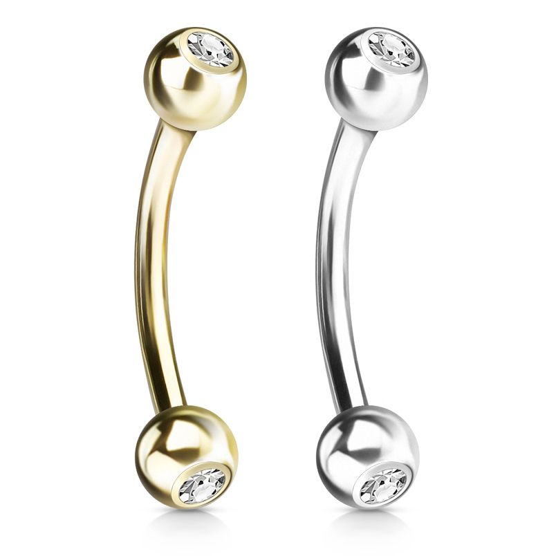 Banán piercing 14 karátos aranyból, kő dísszel