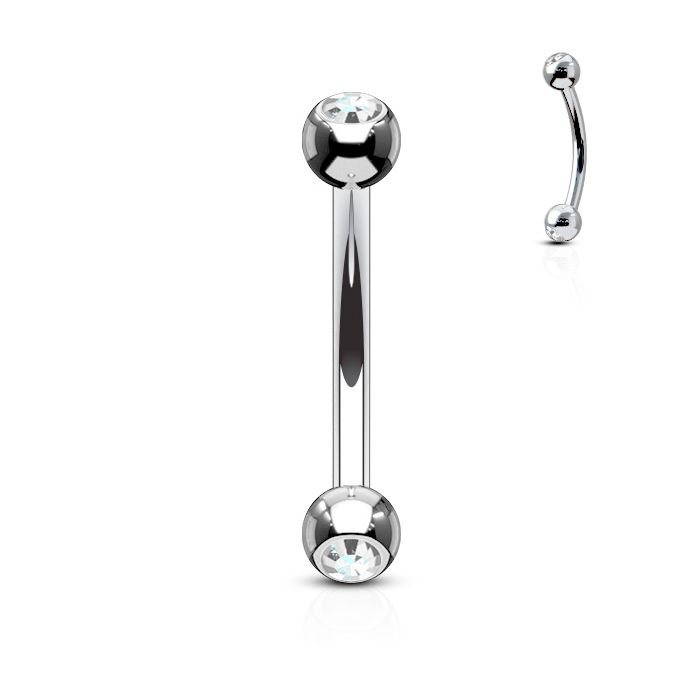 Banán piercing, titánból, csillogó kővel