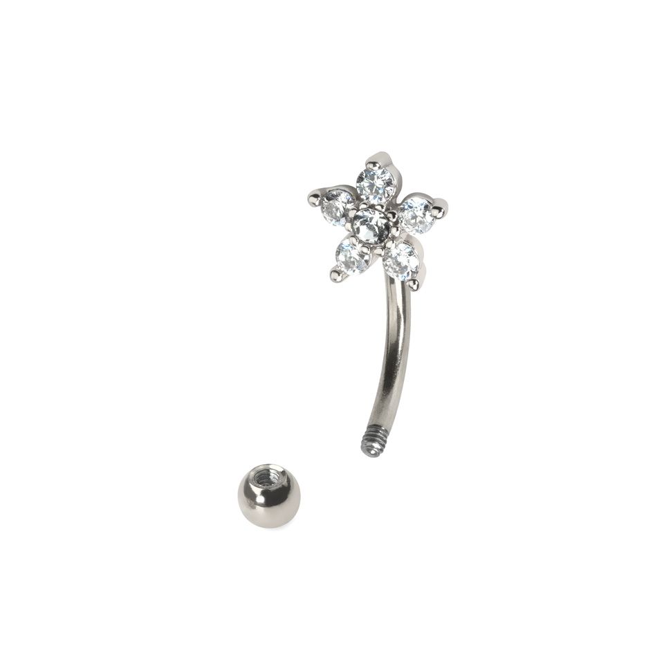 Banán piercing kövekkel kirakott virággal