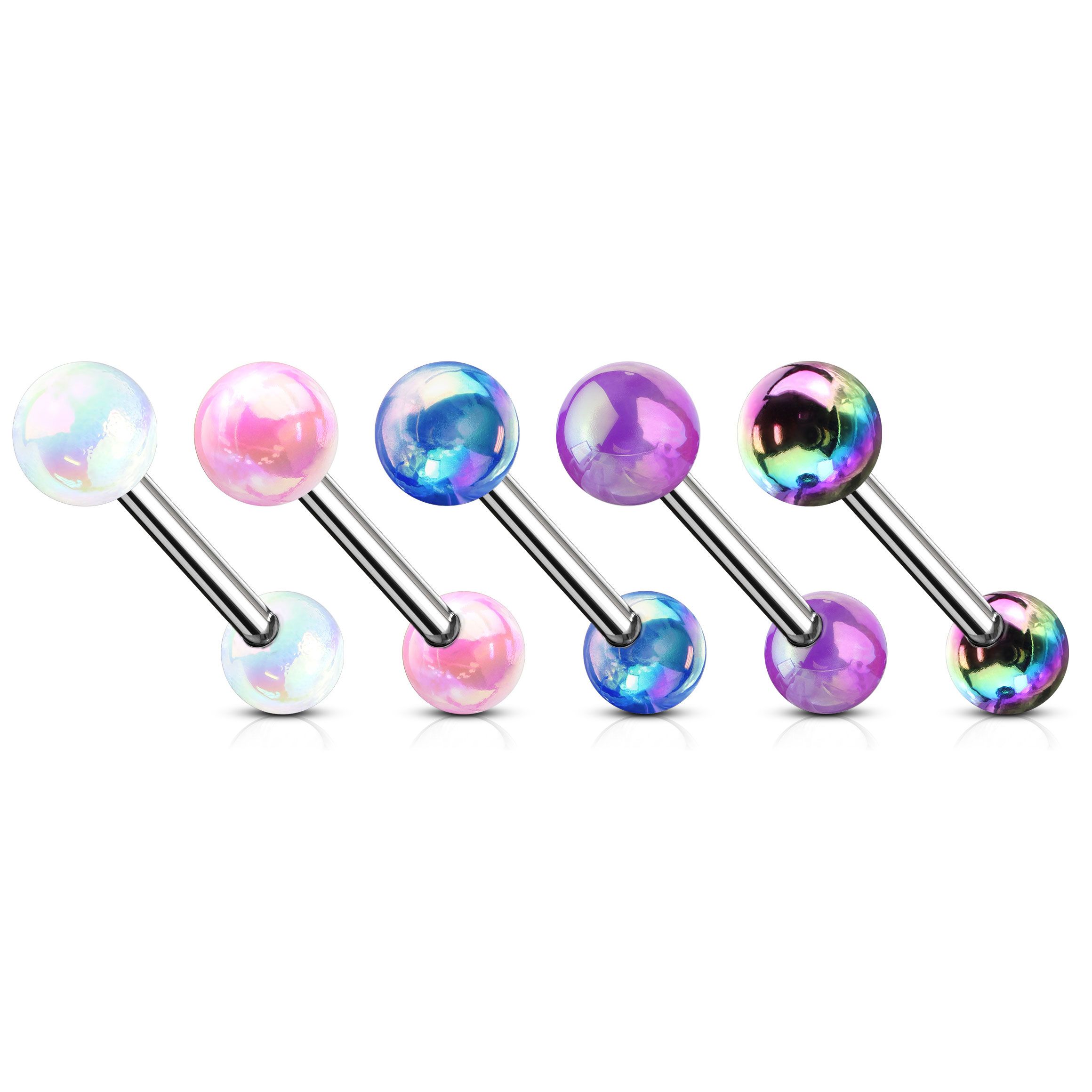 Barbell piercing metálfényes golyókkal