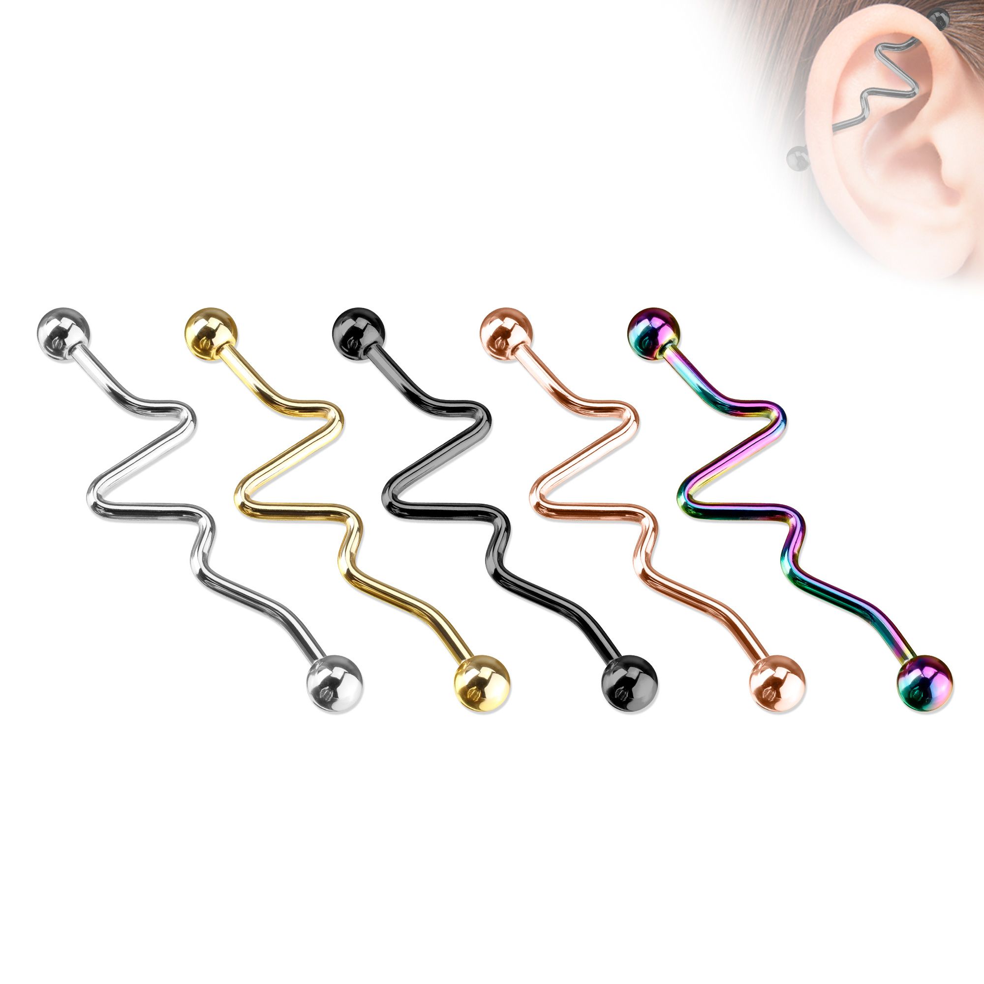 Industrial piercing, szívritmus dizájnnal