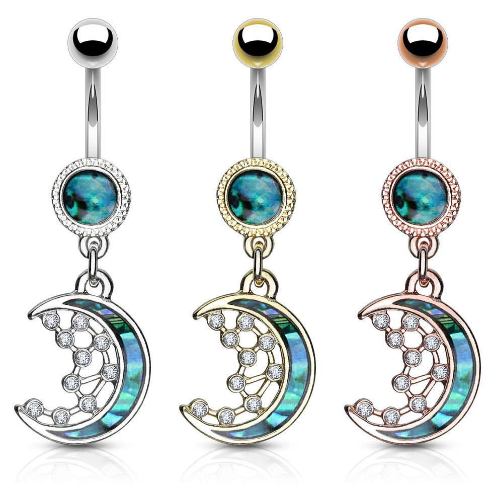 Köldök piercing köves hold medállal