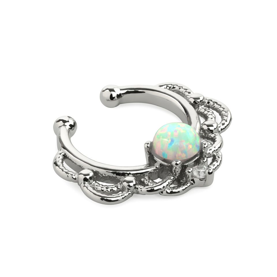Fake septum piercing opál kővel, lánc dizájnnal