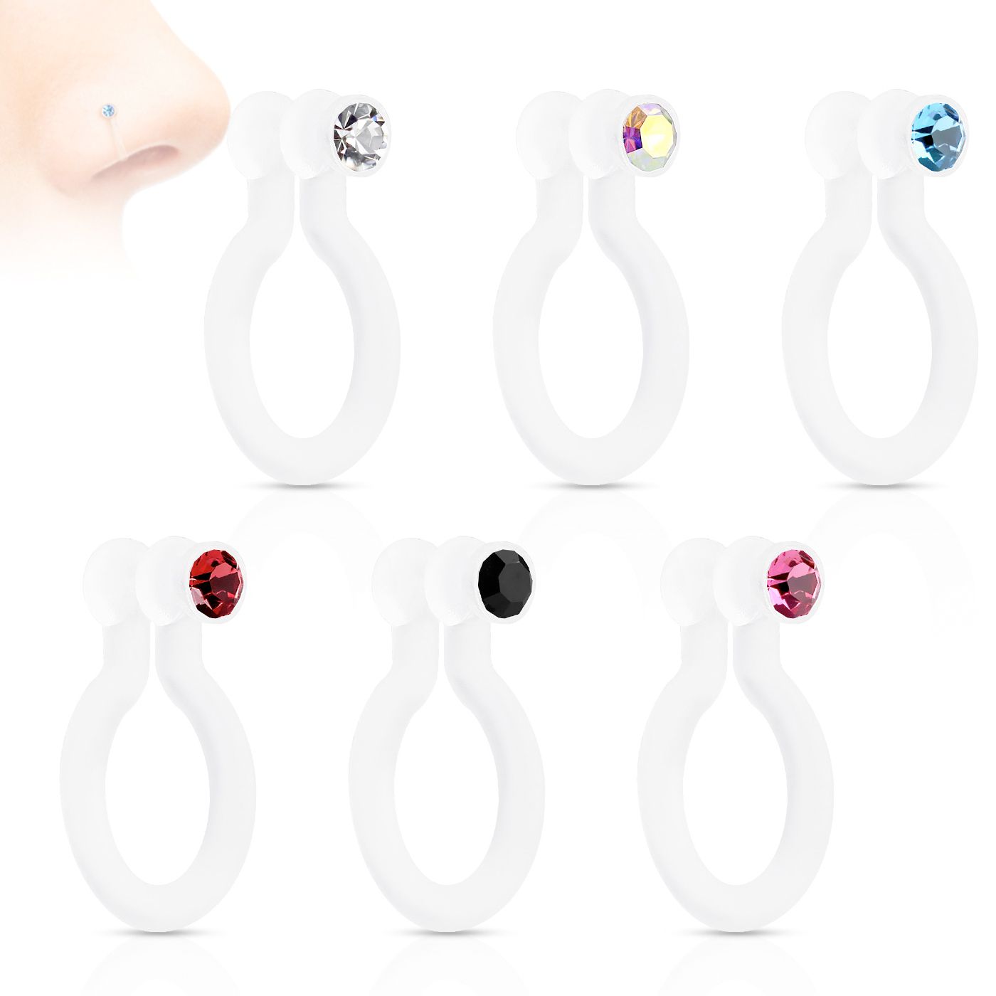 Fake orr piercing, kő dísszel