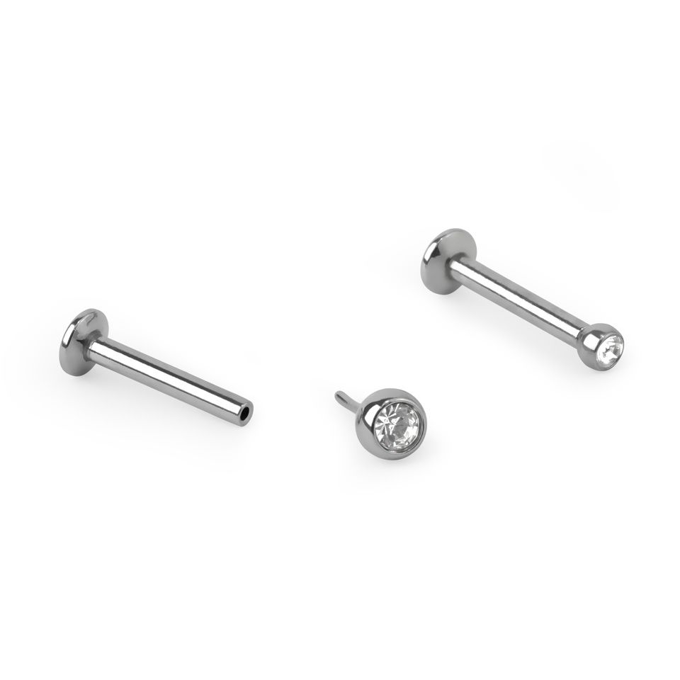 Push-in labret kristállyal