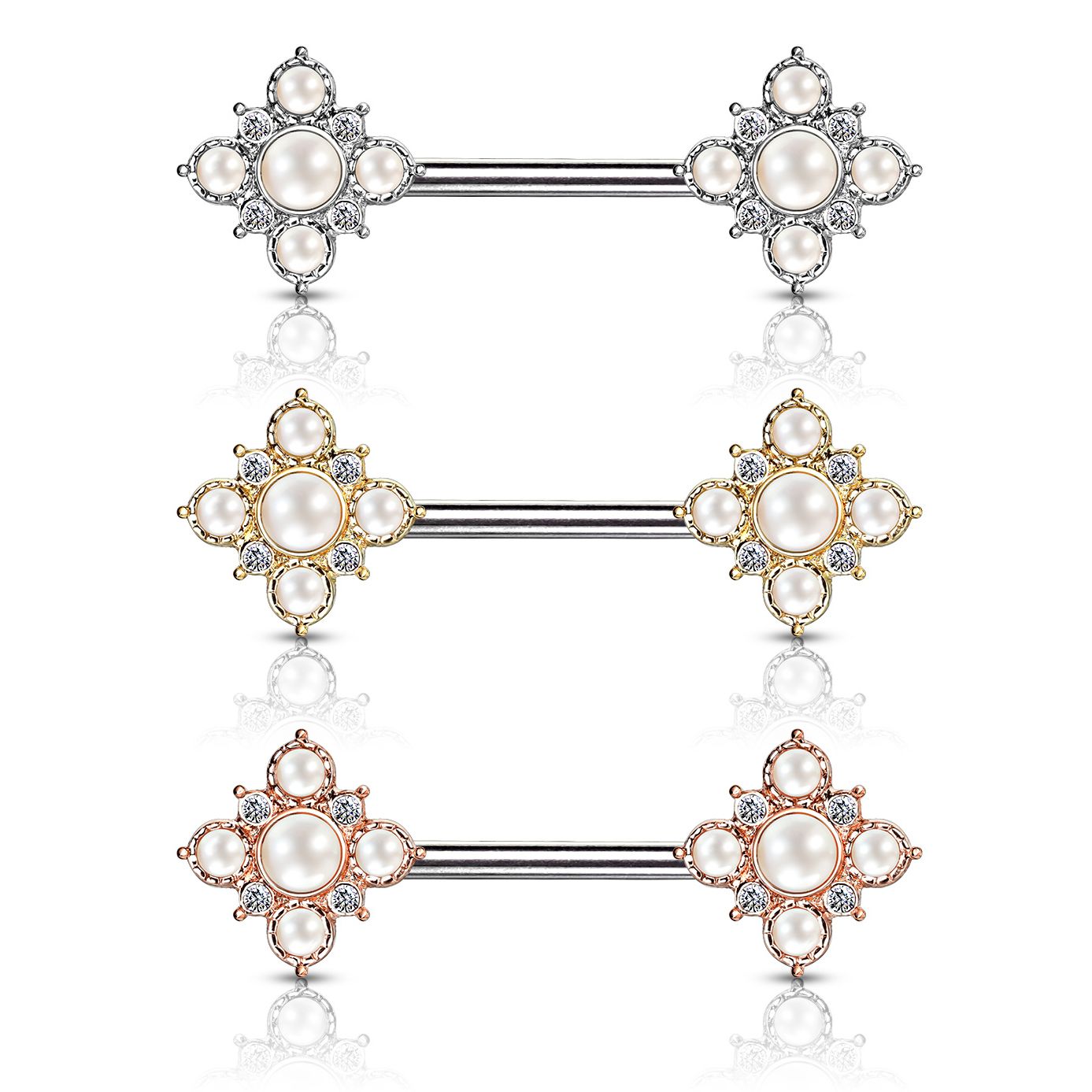 Mellpiercing gyöngy virágokkal
