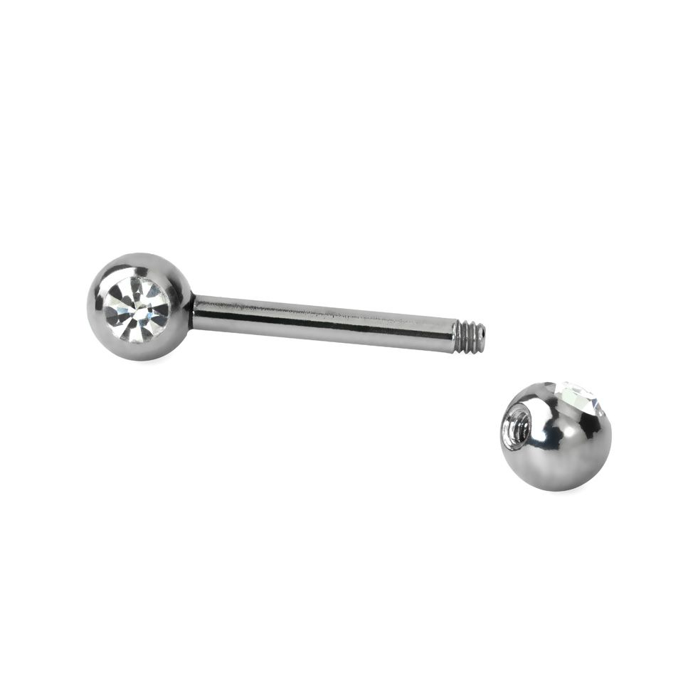 Mell piercing, kővel díszített golyó végekkel