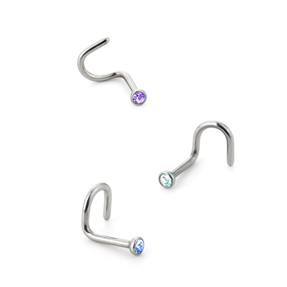 Orr piercing orvosi acélból, színes csillogó kövekkel díszítve