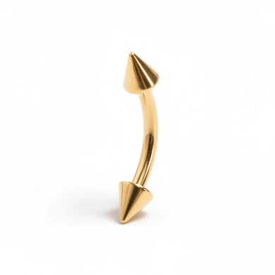 Banán piercing, aranyozott, tüskékkel