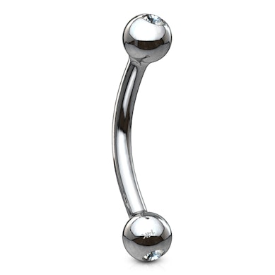 Banán piercing 14 karátos aranyból, kő dísszel